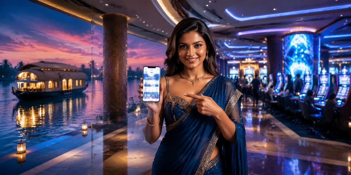 User making a secure UPI payment on mobile device near Kerala backwaters