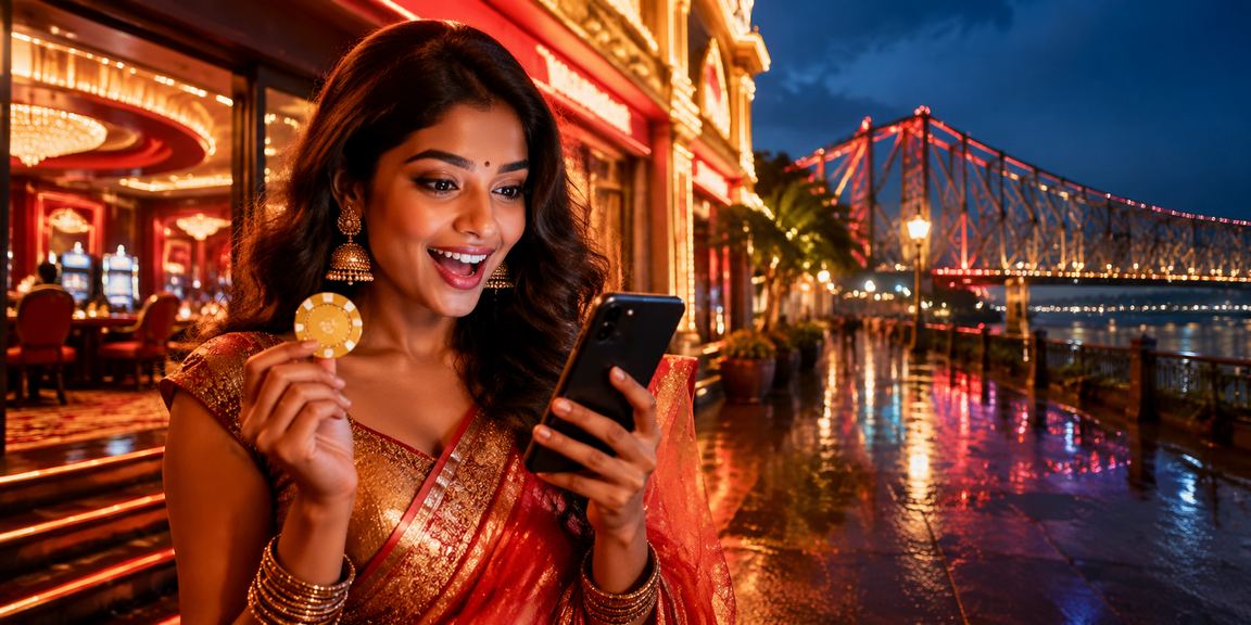Player browsing z15 mobile casino near Howrah Bridge in Kolkata